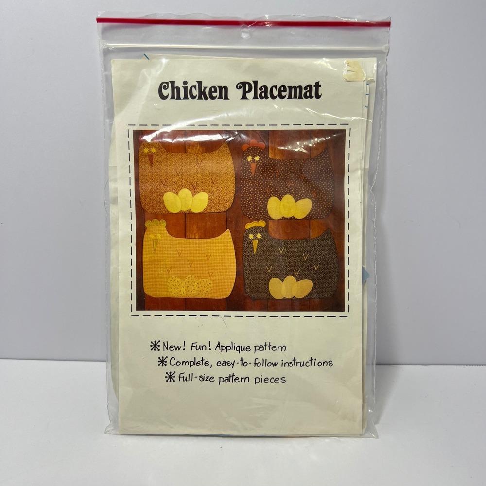 Vintage 1978 Patch Press Chicken Placemat Applique Pattern Sewing Farmhouse Cute